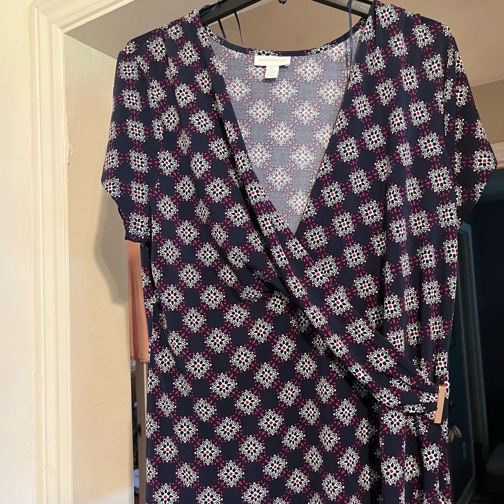 Charter Club Faux-Wrap Top